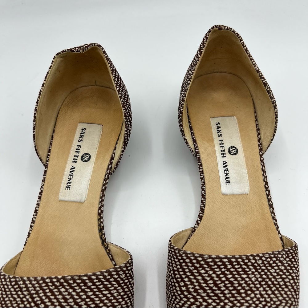 Saks Fifth Avenue Brown and White Flats - Picture 3 of 8